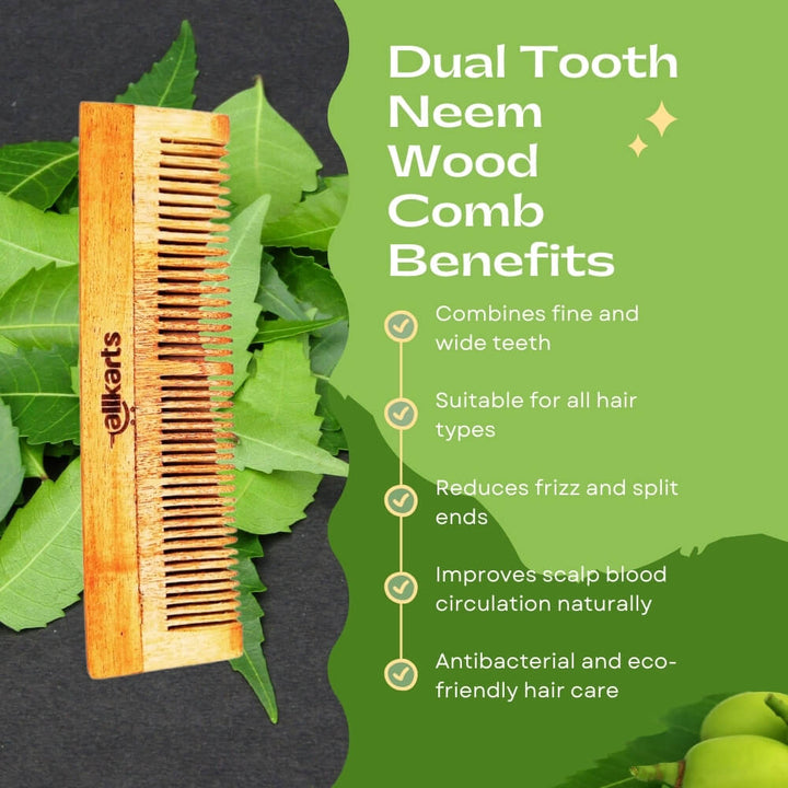 Dual Tooth Neem Wood Comb